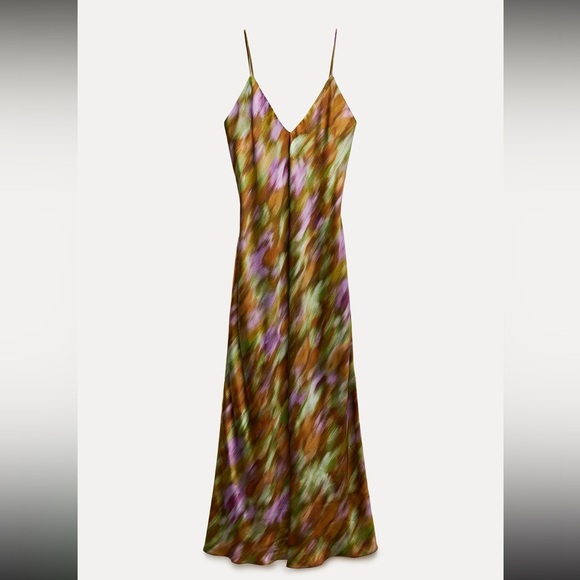 Zara MultiColored Printed Slip Dress ZW Collection- BNWT - Picture 2 of 5